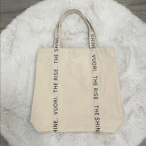 Vuori Canvas Tote Bag The Rise The Shine XL Natural Gym Beach Travel Reusable